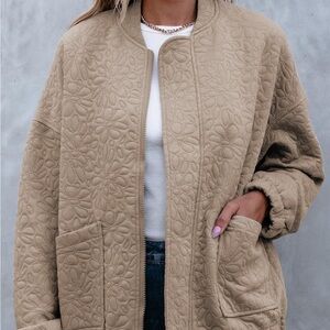 Women's Tan Quilted Jacket